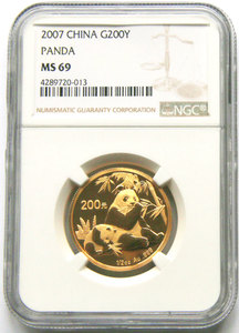 2007 panda 1/2oz gold coin NGC69