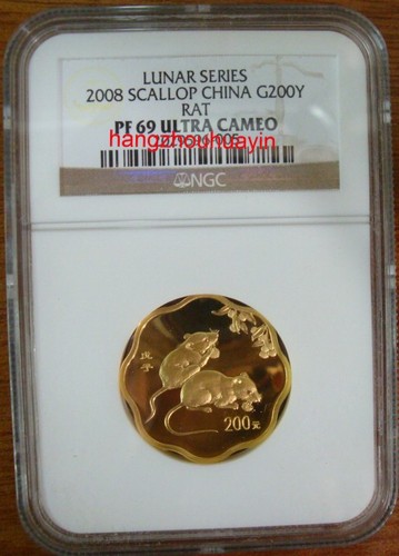 2008 rat 1/2oz scallop gold coin NGC69