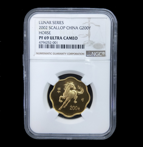 2002 horse 1/2oz scallop gold coin NGC69