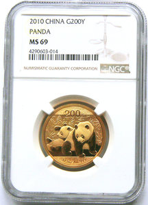2010 panda 1/2oz gold coin NGC69