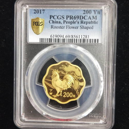 2017 rooster 15g scallop gold coin PCGS69