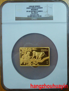 2004 monkey 5oz rectangle gold coin NGC69