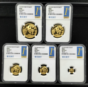 2024 panda 57g gold coin 5-pc set NGC70 1st Day