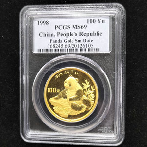 1998 panda 1oz gold coin small date PCGS69