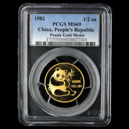 1982 panda 1/2oz gold coin PCGS69