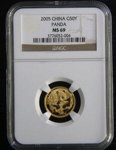 2005 panda 1/10oz gold coin NGC69