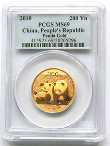 2010 panda 1/2oz gold coin PCGS69