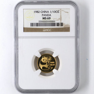 1982 panda 1/10oz gold coin NGC69